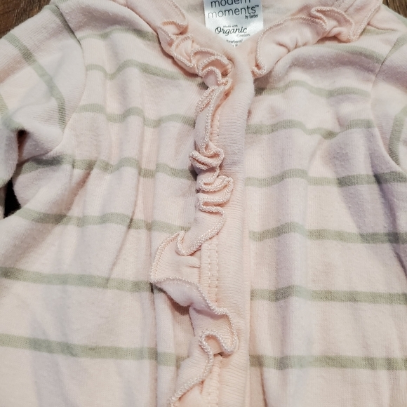 Gerber Modern Moments Cotton Baby Girl Footed Pajamas PJs Sleep Pink Ruffle NB - Picture 5 of 5